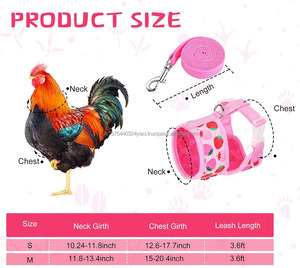 ชุดสายรัดสัตว์เลี้ยงขนาดเล็กแบบ OEM สำหรับห่าน เป็ด ไก่ สายรัดไก่แบบปรับได้พร้อมสายจูง ลายผลไม้ เสื้อกั๊กสำหรับไก่ ฝึกเดิน - Product Image 3