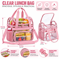 Sac isotherme transparent à double compartiment en PVC avec poche avant zippée, porte-bouteille et bandoulière réglable – Vente en gros