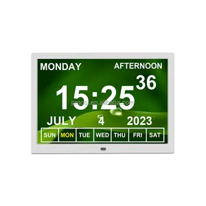 Multi Langues Néerlandais Anglais Finlandais <span class=keywords><strong>Français</strong></span> Allemagne Arabe Démence Horloge <span class=keywords><strong>Calendrier</strong></span> 15 "Rappel de Médicament Horloge de Jour Numérique - Product Image 1