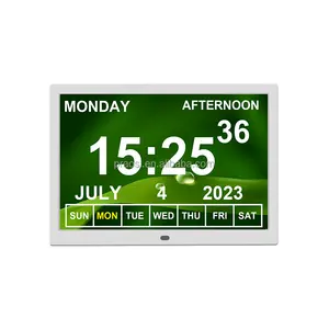 Relógio digital para demência, relógio multilíngue de 15" para lembrete de medicamentos, calendário e calendário, inglês, holandês, finlandês, francês e alemão, árabe, para vários idiomas