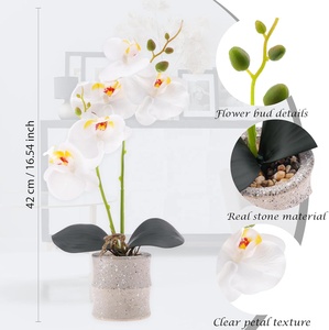 กล้วยไม้บอนไซเทียม4ชิ้นทำด้วยมือของตกแต่งบ้าน - Product Image 2