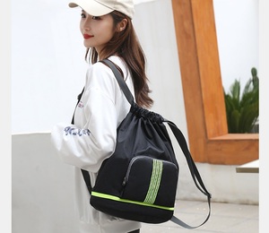 Wet Dry <b>Drawstring</b> Swim Bag Sports Gym <b>Backpack</b> with Front Zip Pocket Adjustable Wide Straps for Pool Yoga Fitness Beach Travel - Product Image 4