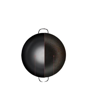 Wok grande de hierro sin recubrimiento con doble asa, sartén antiadherente de hierro fundido para cocinar en el hogar - Product Image 2