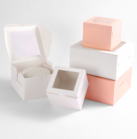 Cajas para Pasteles Blancas y Rosas al por Mayor con Ventana de 10*10*5 Pulgadas, Cajas de Embalaje para Pasteles, Herramientas para Empacar Pasteles para Fiestas, Bodas, Cumpleaños y Postres