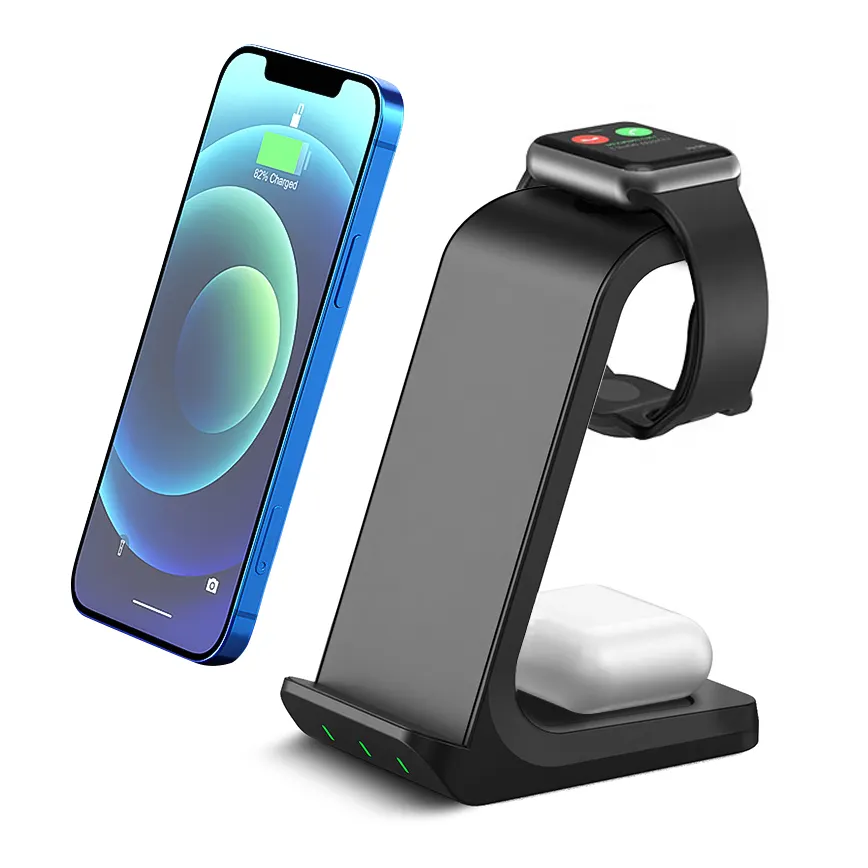 Newly Fast 15W LED 3in1 Wireless Charger Stand 3 in 1 Wireless Charging Station Pad for iPhone iWatch AirPods Pro etc.