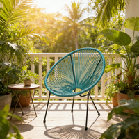 Chaise de jardin moderne en osier, légère, avec structure métallique durable, confortable, portable, écologique et imperméable pour la cuisine