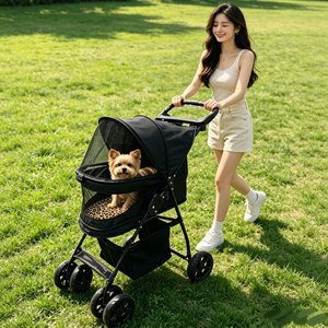 JXB Nuovo Arrivo: Passeggino <span class=keywords><strong>per</strong></span> Animali Domestici Traspirante in Rete con Tetto Panoramico, Carrozzina Pieghevole <span class=keywords><strong>per</strong></span> Cani e Gatti - Product Image 1