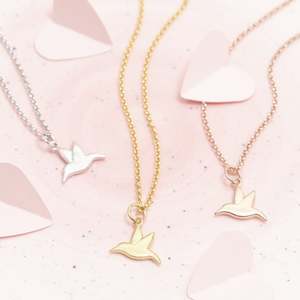 Inspire-Colgante de acero inoxidable personalizado, joyería blanca, joyería de acero inoxidable, <span class=keywords><strong>collar</strong></span> con abalorio de colibrí pequeño y delicado - Product Image 1