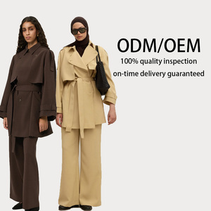 Abito Abaya Coreano Premium Personalizzato in Due Pezzi con <span class=keywords><strong>Pantaloni</strong></span> a Zampa, Eleganza Moderna, Abbigliamento Islamico Fluido per Ramadan ed Eid - Product Image 1
