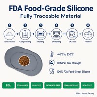Tapis d'alimentation ovale en silicone BPlus pour animaux de compagnie, approuvé par la FDA, imperméable, avec rebord surélevé, pour gamelles de petits chiens et chats, vente en gros directe usine OEM