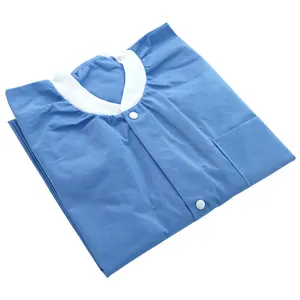 single use adult knitted cuff lab coat unisex doctor nurse hospital uniform for medical staff