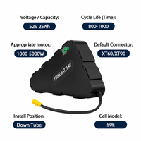 Baterai Sepeda Gunung Listrik EU Stock 52V 72V 20Ah 25Ah 30Ah Ebike, Tas Segitiga Lunak, BMS 60A, Paket Baterai Lithium Ion 2000W
