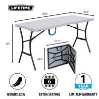 Table pliante de 1,5 mètre, portable, pour intérieur/extérieur, idéale pour le camping, les événements, les pique-niques, les dîners, la plage, couleur gris
