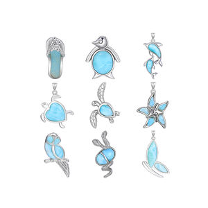 Liontin hewan laut perak 925 dengan Larimar dengan cermat dibuat untuk pakaian elegan gaya lucu untuk pesta dan hadiah - Product Image 1