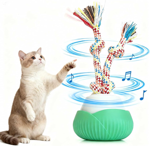 2025新しいスタイル自動回転猫玩具ティーズボールサウンド & レコーディングセルフエンターテインメントロープノット付きローリングボール玩具 - Product Image 1