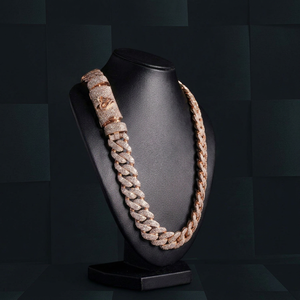 RB GEMS Men's Rose Gold Plated <b>Rope</b> <b>Chain</b> Necklace With Moissanite Micro Insert Statement Hip Hop Jewelry - Product Image 1