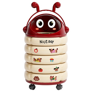Caterpillar Trash Can With Handle <b>Sliding</b> Lid Double Bin <b>Large</b> Capacity For Bedroom Indoor Use - Product Image 5