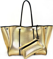 Sac fourre-tout de plage de luxe en néoprène imperméable grande capacité OME 2024 avec logo personnalisé, design ouvert toutes saisons pour femme