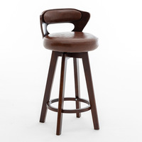 Chaise de bar pivotante en cuir et bois massif, design moderne et élégant, idéale pour la maison, l'hôtel, la salle à manger, l'école et les zones bar – Offre spéciale