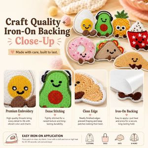 Parches Bordados Termoadhesivos <span class=keywords><strong>de</strong></span> Comida Kawaii: Huevo, Aguacate, Piña, Donut, Croissant, Cereza, Boba, Taco, Tostada - Product Image 2