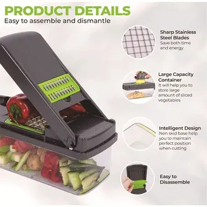 Râpe à légumes multifonctionnelle 16/14 en 1, trancheuse et hachoir à légumes, ustensiles de cuisine - Product Image 4
