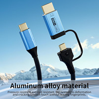 Cable Convertidor HDTV Tipo-C 2 en 1 OEM de Fábrica, 4K 60HZ PD100W, Carga Rápida, Macho a Macho, Cables de Video USB para Laptop y Cámara