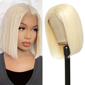 Perruques Courtes <span class=keywords><strong>Bob</strong></span> Blondes 613 avec Dentelle Transparente, 100% Cheveux Humains Vierges Remy, 1 Pièce <span class=keywords><strong>Marque</strong></span> XS <span class=keywords><strong>pour</strong></span> Femmes, Vente en Gros Fournisseur - Product Image 1