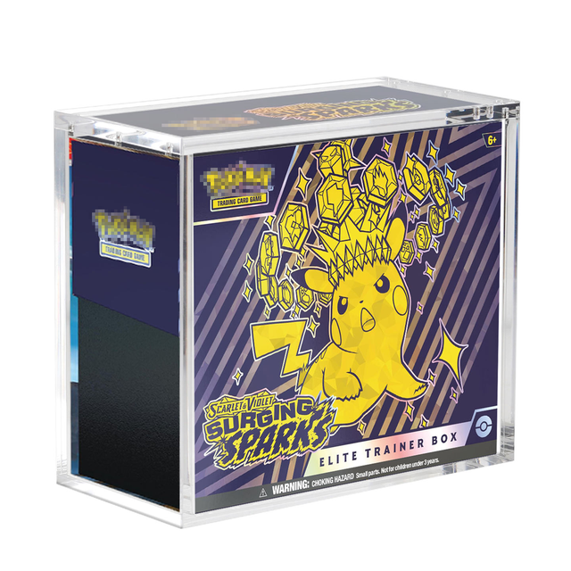 UV Protection Eco-friendly Acrylic EliteTrainer Box Display Case Magnetic Closure Recycled Materials Pre-Assembled for Pokemoned