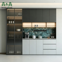 Buffet de salle à manger moderne et spacieux en bois naturel, meuble de rangement multifonctionnel en chêne massif écologique pour cuisine