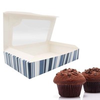 Pochettes personnalisées jetables pour snacks à emporter, pour sushi, muffins, beignets, gâteaux, en carton ivoire 350 g/m² de qualité alimentaire, avec fenêtre transparente et gaufrage mat