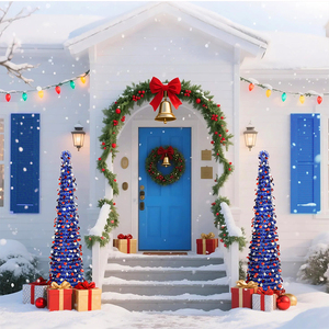 <span class=keywords><strong>ต้น</strong></span>คริสต์มาสทรงกลมสีน้ำเงินเข้ม แดง และขาว ขนาด 5 ฟุต พับได้ ลายดอก<span class=keywords><strong>ชบา</strong></span> สำหรับตกแต่งงานปาร์ตี้คริสต์มาส - Product Image 4