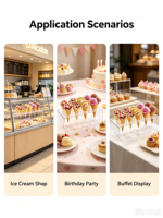 Présentoir Moderne en Acrylique pour Cornets de Glace – Idéal pour Magasins de Crèmes Glacées, Boulangeries, Buffets, Mariages, Comptoirs de Desserts et Expositions Alimentaires