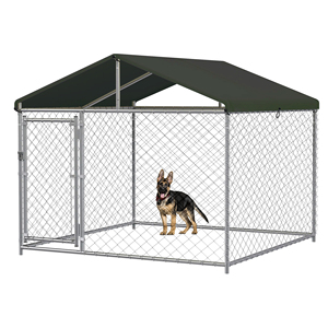 10 * 10ft büyük açık köpek kulübesi su geçirmez kapak ve çatı galvanizli ağır güvenli kilit dokuma zincir bağlantı köpek Run kafes - Product Image 1