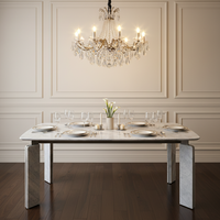 Table à manger moderne de haute qualité en acier inoxydable et marbre naturel pour 6 personnes, meubles de salle à manger, fabrication OEM