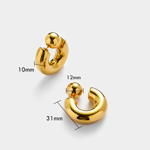 YF3752 Pendientes Geométricos en Forma de <span class=keywords><strong>C</strong></span>, de Acero Inoxidable, Resistentes al Agua, Chapados en Oro de 18k, <span class=keywords><strong>a</strong></span> la <span class=keywords><strong>Moda</strong></span> - Product Image 2