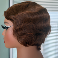 Perruque courte coupe pixie en cheveux humains, perruques Lace Front pour femmes, perruques bob fabriquées à la machine, densité 150%, noir naturel