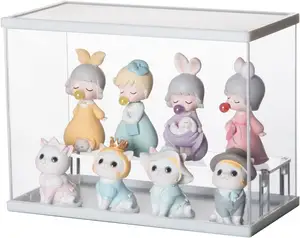 Acrylic display box with white lid and white base, dust proof Display Statue Series acrylic cube doll souvenir models