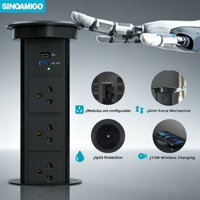 Prise électrique escamotable SINOAMIGO la plus vendue, à commande tactile, avec charge sans fil, charge rapide et configuration modulaire