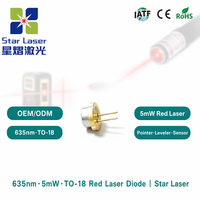 Diodo Láser Rojo QSI QL63D5SX 635nm 5mW TO18 5.6mm de Temperatura Extendida, Modo Único LD para Puntero Láser, Nivelador, Telémetro