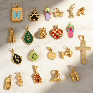 Neue Brooklyn Bridge Anhänger aus Edelstahl, PVD-vergoldet, edler Schmuck, Käfer, Hundepfotenabdruck, Knochen, DIY-Charms für Damen-Halsketten - Product Image 1