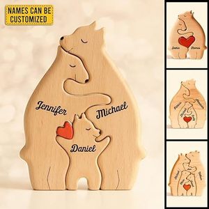<strong>Heart</strong>-<strong>shaped</strong> Solid Wood Toys Wooden 3D Building Blocks Family 3D <strong>Puzzle</strong> Creative Bear Art <strong>Puzzles</strong> Gift Table Ornament Decoration - Product Image 6
