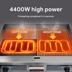 वाणिज्यिक इलेक्ट्रिक/गैस टेप्पनीकी ग्रिल, फ्लैट पैन स्टेक ग्रिडल, रेस्तरां और स्ट्रीट फूड के लिए लोहे की प्लेट खाना पकाने - Product Image 4