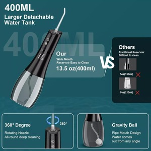 Portable Rechargeable 400ml <span class=keywords><strong>Fil</strong></span> <span class=keywords><strong>Dentaire</strong></span> Nettoyeur De <span class=keywords><strong>Dents</strong></span> IPX7 Étanche Sans <span class=keywords><strong>Fil</strong></span> Oral <span class=keywords><strong>Dents</strong></span> Irrigateur Hydropulseur - Product Image 2