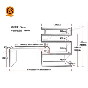 Sólido <span class=keywords><strong>blanco</strong></span> superficie de muebles para el hogar mesa de estudio y estantería de almacenamiento de combinación para venta - Product Image 2