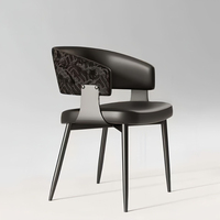 Silla de Comedor de Lujo Minimalista Moderna de Estilo Italiano, Estructura de Acero Inoxidable, Asiento de Cuero, Diseño Portátil para Hogar, Oficina, Casual