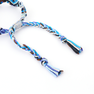 Bracelets en coton tissé en corde tressée à la main, bohème mexicain bleu vert réglable 100% - Product Image 6