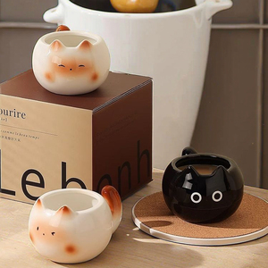 Taza de Cerámica con Forma de Gato de Dibujos Animados, Diseño Bonito, Apta para Microondas y Lavavajillas, para Café/Agua/Leche, Regalo Perfecto - Product Image 2