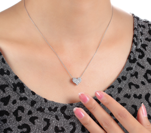 สร้อยคอทองเค18K Moissanite <span class=keywords><strong>VVS</strong></span> Heart Necklace Dubai Mama,สร้อยคอทองคำแท้เจียหนาหลายชั้นเครื่องประดับสุดหรู - Product Image 5