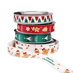 Pita Natal untuk kerajinan, pita Grosgrain liburan putih merah dan hijau pita Natal untuk pembungkus Hadiah - Product Image 5