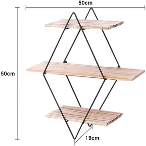 Étagère murale Antique flottante en bois massif, dispositif en métal et bois pour salon, à <span class=keywords><strong>3</strong></span> niveaux, offre spéciale - Product Image 5